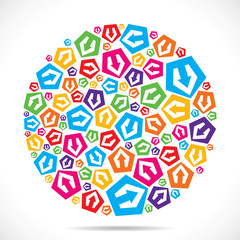 color arrow arrange in round shape stock vector