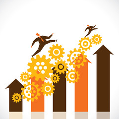 businessmen up with company garph stock vector