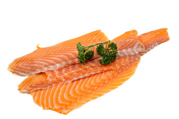 salmon fillet decorated with parsley