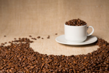 coffee beans in the cup