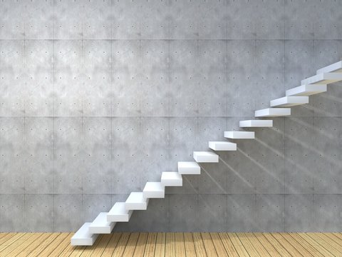 Conceptual white stone or concrete stair