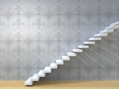 Conceptual white stone or concrete stair