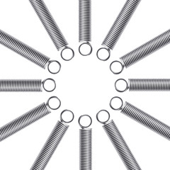 Metal springs on a white background