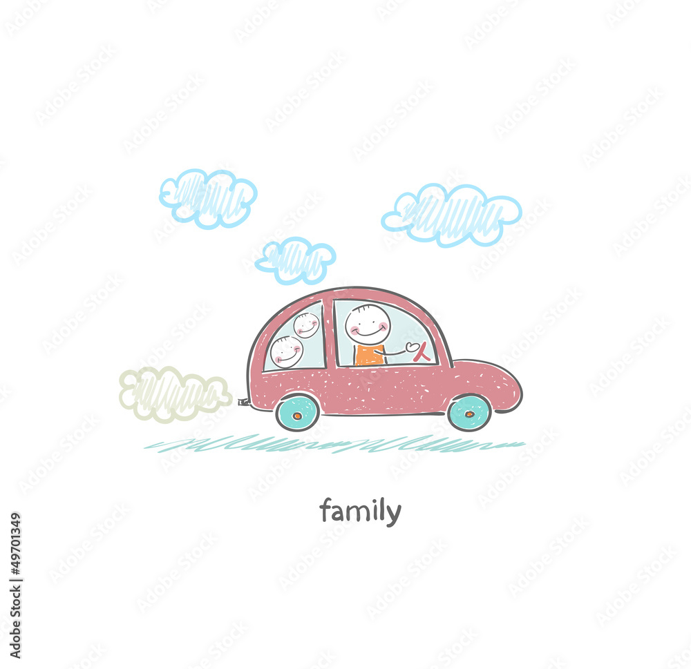 Canvas Prints family car. illustration.