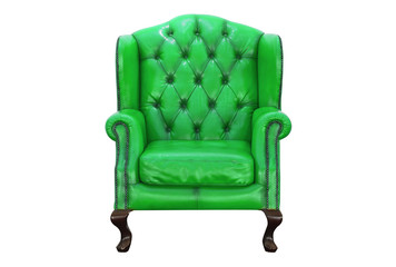 ventage red armchair on white background