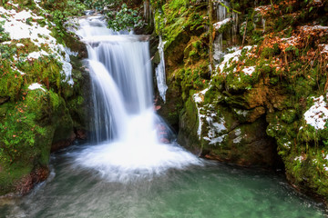 Obraz premium Forest waterfall in Baden-Baden. Europe, Germany.