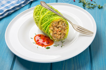 wrapped cabbage leaves stuffed with minced meat © Kamila Cyganek