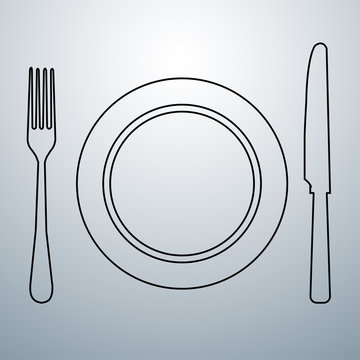 Plate knife and fork outline