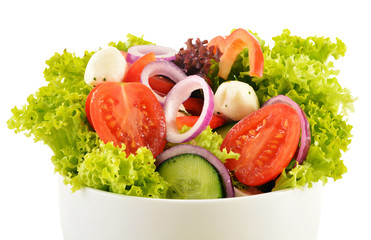Vegetable salad bowl isolated on white