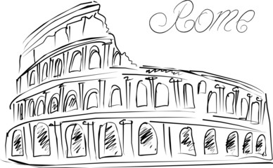 Obraz premium Colosseum in Rome, Italy. Vector sketch