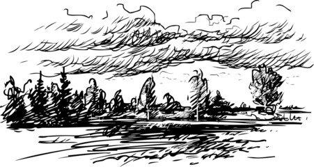 Obraz premium drawing landscape