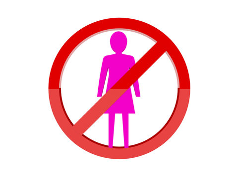 Women not allowed forbidden red sign.