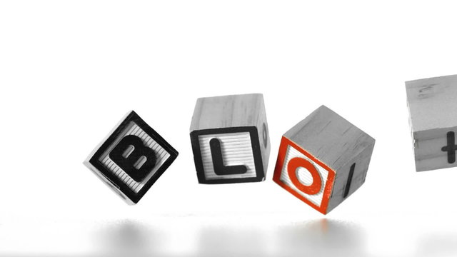 Blog spelled out in letters falling over