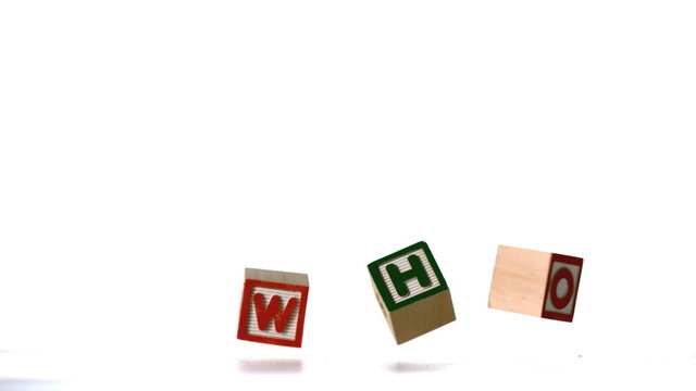 Blocks spelling who falling over