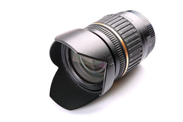 Camera lens isolated over white background