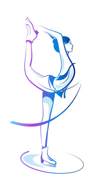 figure skater blue purple pose clip art preview