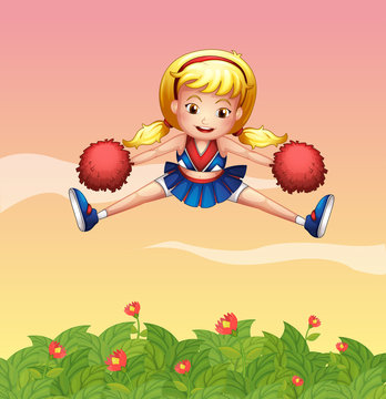 A cheerleader in the garden