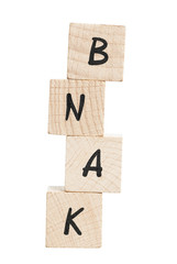 Word Bank Misspelled With Wooden Blocks.