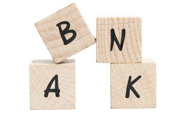 Word Bank Written With Wooden Blocks.