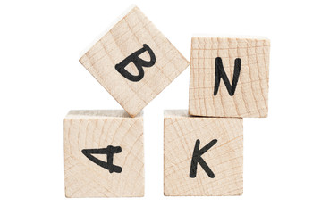 Word Bank Written With Wooden Blocks.