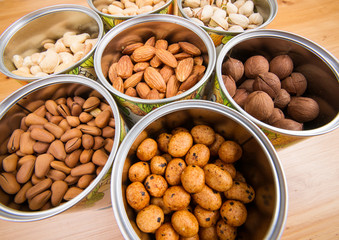 Assorted nuts in Iron pot