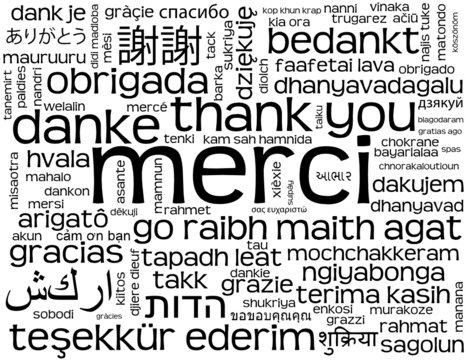 Nuage de Tags "MERCI" (message thank you danke gracias)