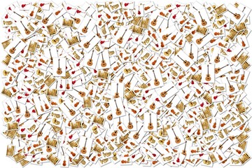 collage with musical instrument images