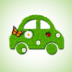 Car icon from grass background