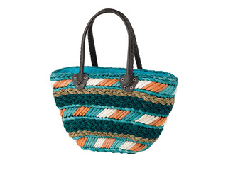 Colorful weaved dried water hyacinth lady handbag