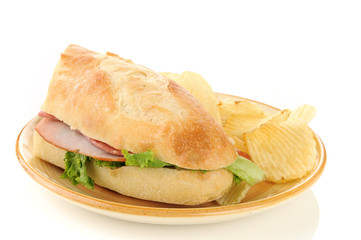 Italian sandwich on ciabatta bread