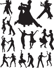 dance people silhouette vector