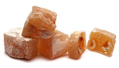 tasty pieces of turkish delight isolated on white