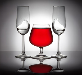 Stylish composition of three glasses