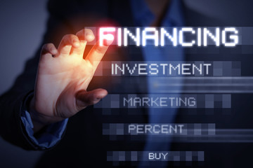 Business man touching display