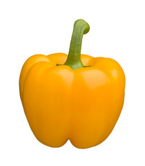 Single Yellow Bell Pepper isolated on white background, studio s