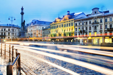 Naklejka premium Old city at twilight
