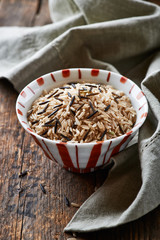 Brown and wild rice in a bowl