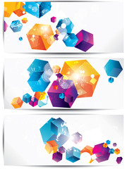 Set of abstract colorful web headers and cards