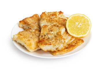 fried in flour codfish on plate