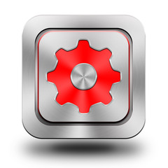 Gear aluminum glossy icon, button