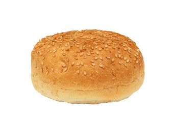 sandwich bun with sesame isolated on white