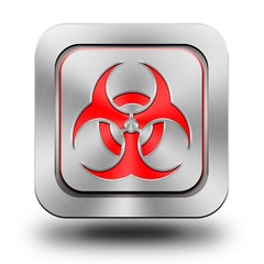 Biohazard aluminum glossy icon, button - obrazy, fototapety, plakaty
