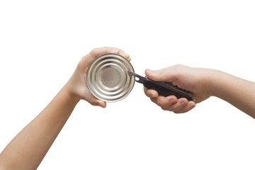 Swiss Knife opener and aluminum can