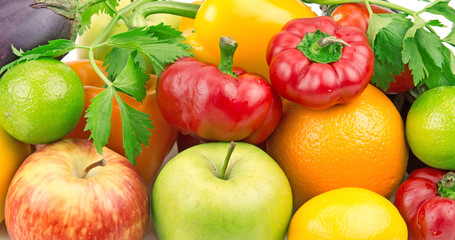 Naklejka na ściany i meble background of fruits and vegetables