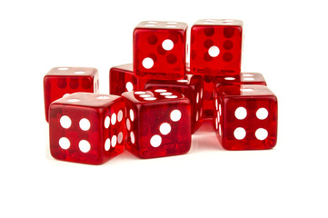 lucky red dice scattered