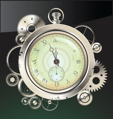 Old Watch and gears in motion