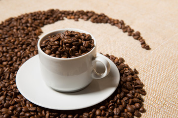 coffee beans in the cup