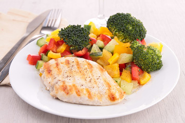 grilled meat with vegetables