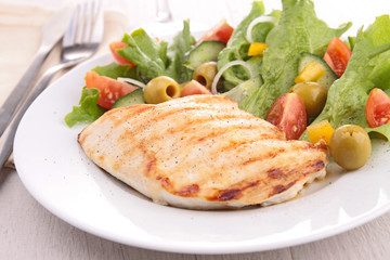 chicken breast and salad