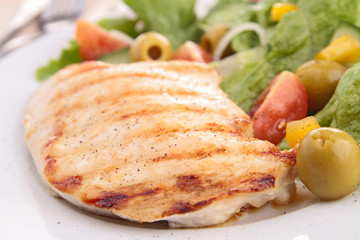 chicken breast and salad